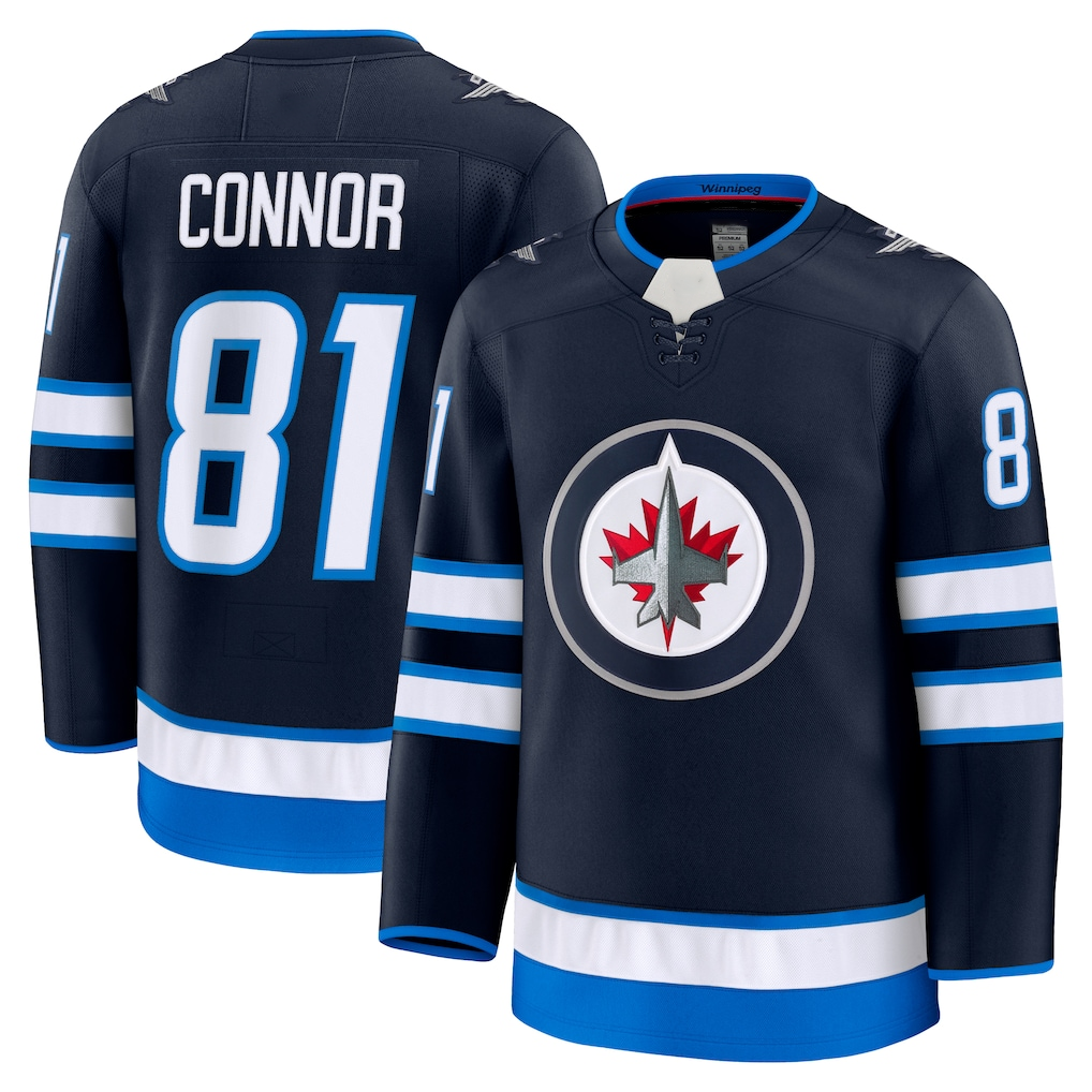 harde W.Jets #81 Kyle Connor Navy Home Premium Jerseys