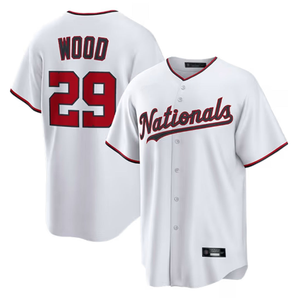 harde W.Nationals #29 James Wood Player White Home Limited Replica Stitched Jerseys
