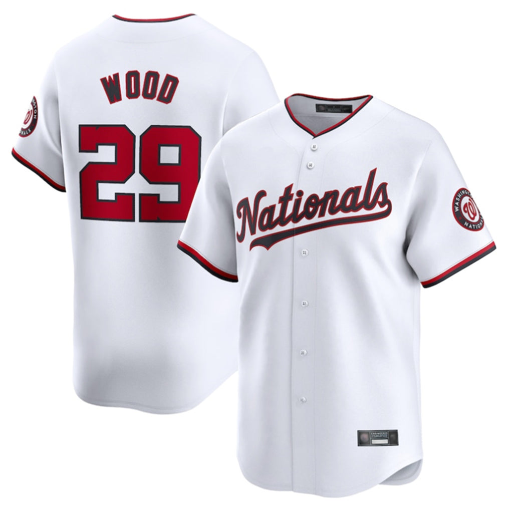 harde W.Nationals #29 James Wood Player White Home Limited Stitched Jerseys