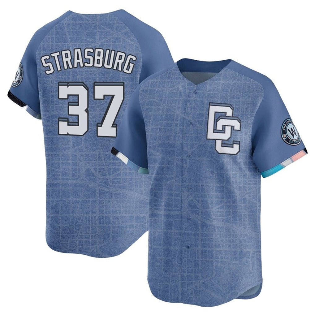 harde W.Nationals #37 Stephen Strasburg Player Blue City Connect Elite Stitched Jerseys