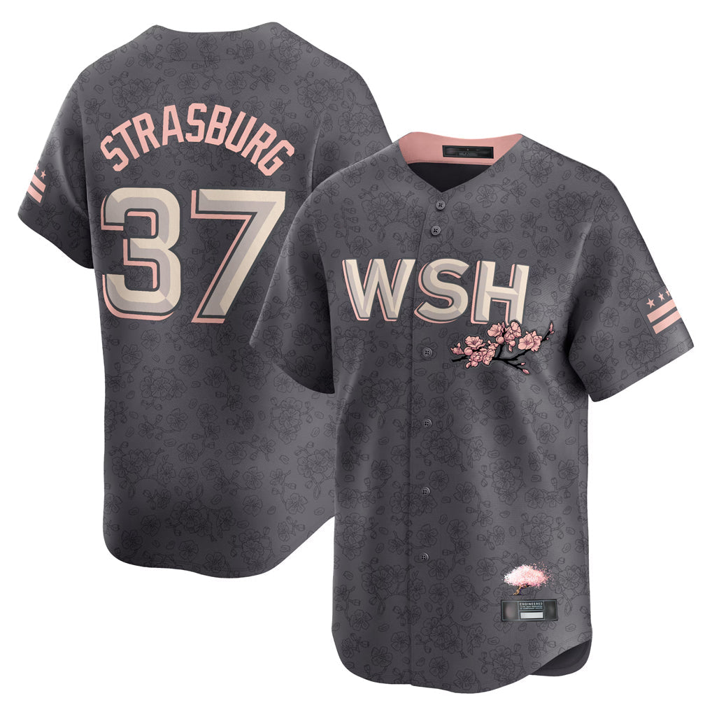 harde W.Nationals #37 Stephen Strasburg Player Gray City Connect Stitched Jerseys