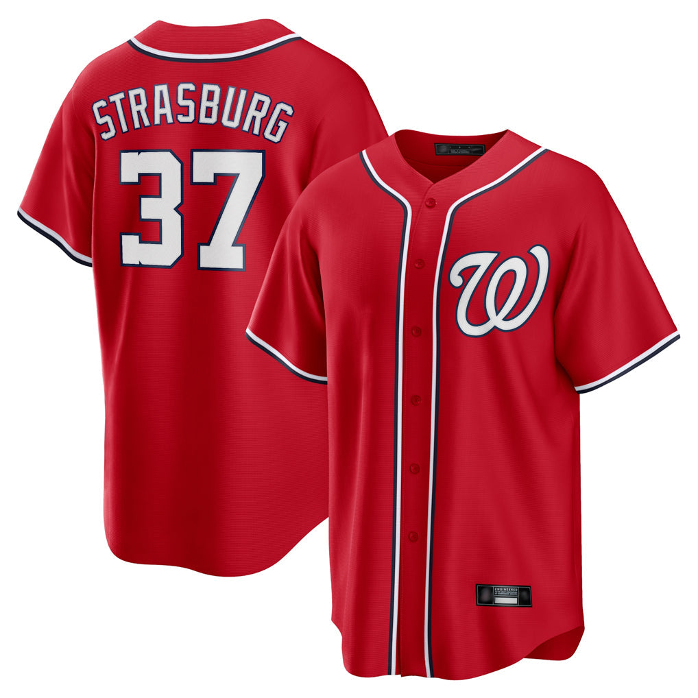 harde W.Nationals #37 Stephen Strasburg Player Red Alternate Replica Player Game Stitched Jerseys