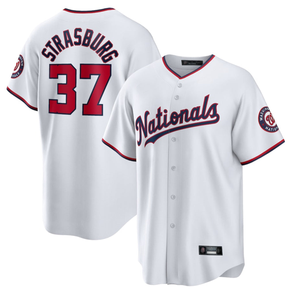 harde W.Nationals #37 Stephen Strasburg Player White Home Game Stitched Jerseys