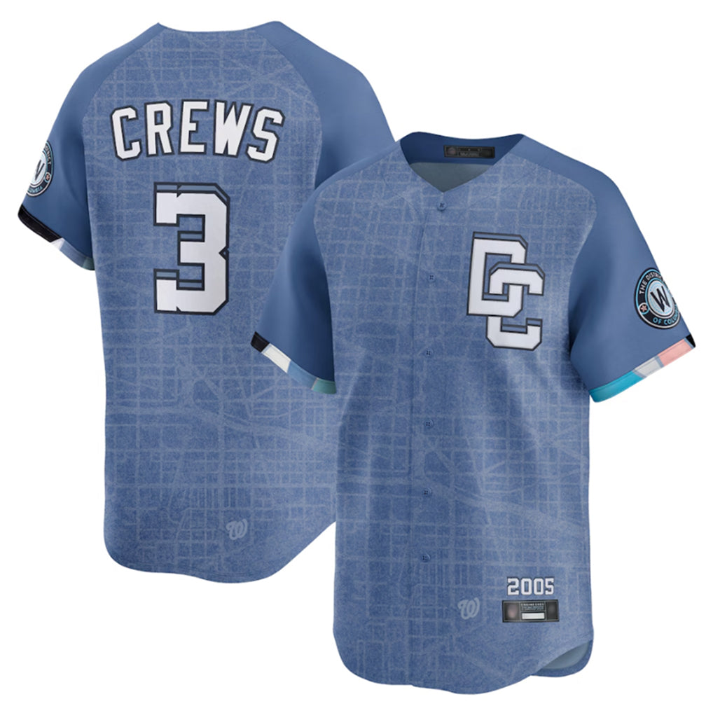 harde W.Nationals #3 Dylan Crews Player Blue Limited City Connect Stitched Jerseys