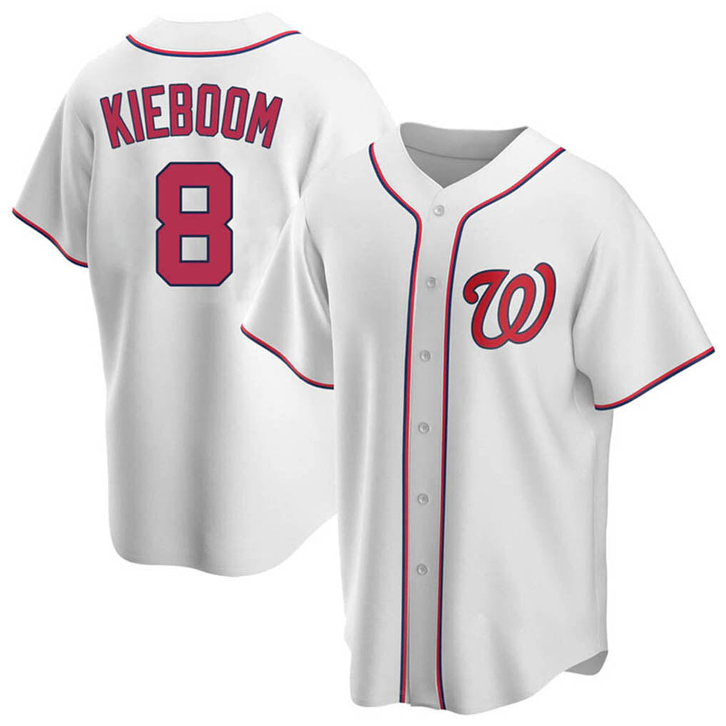 harde W.Nationals #8 Carter Kieboom Player White Home Replica Game Stitched Jerseys