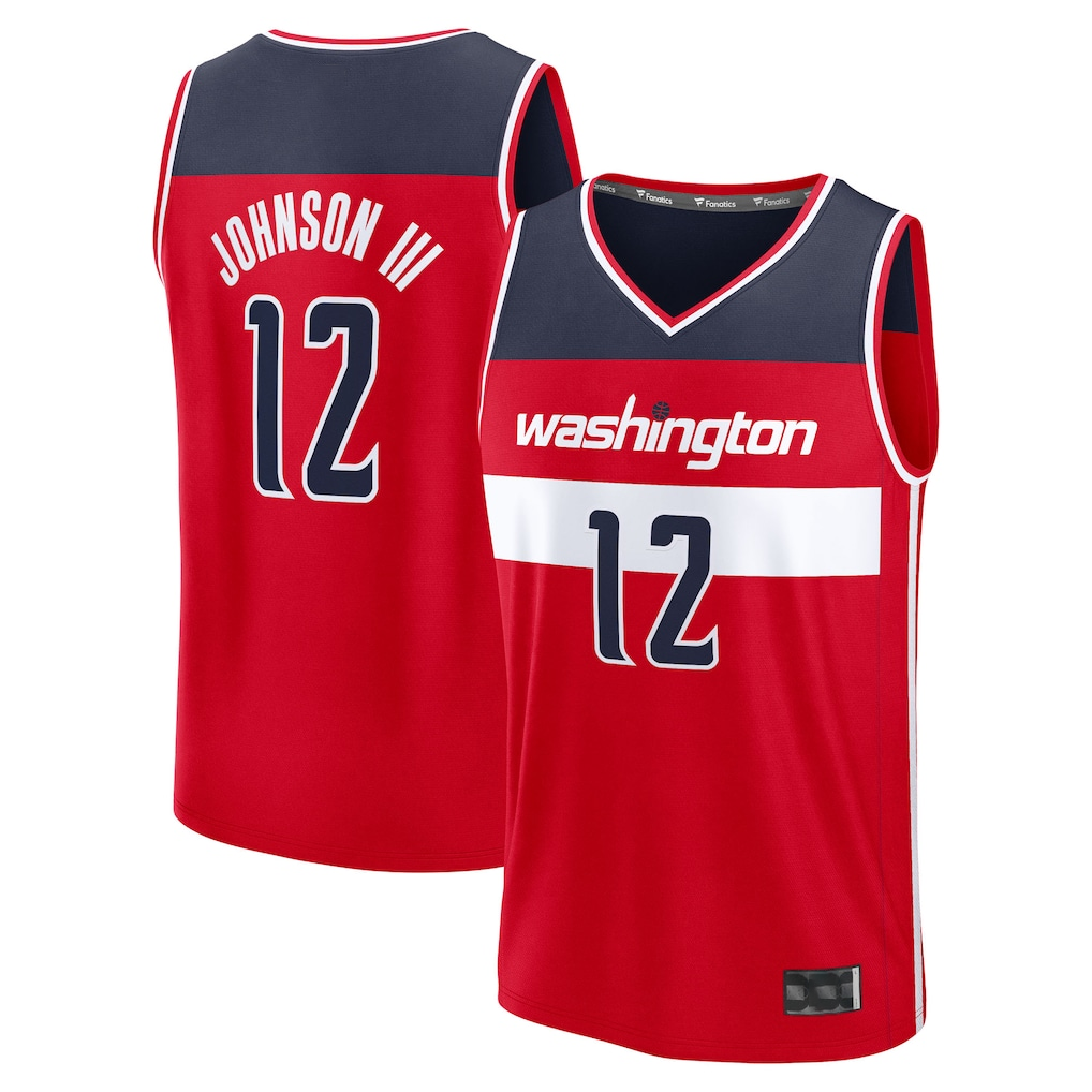 harde W.Wizards #12 Tre Johnson III Red 2025  Draft First Round Pick Fast Break Replica Jerseys - Icon Edition