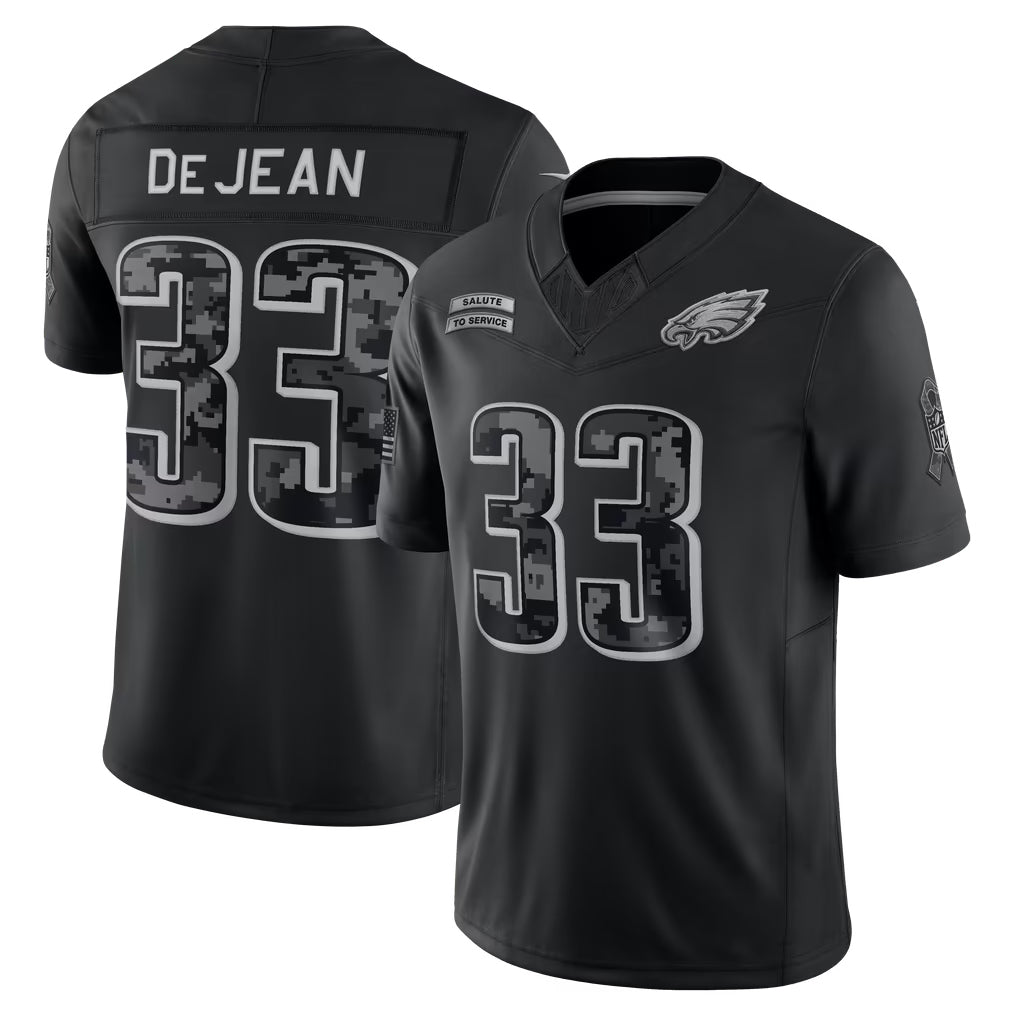 harde P.Eagles #33 Cooper DeJean Player Black Limited 2026 Salute to Service Home Game Stitched Jerseys
