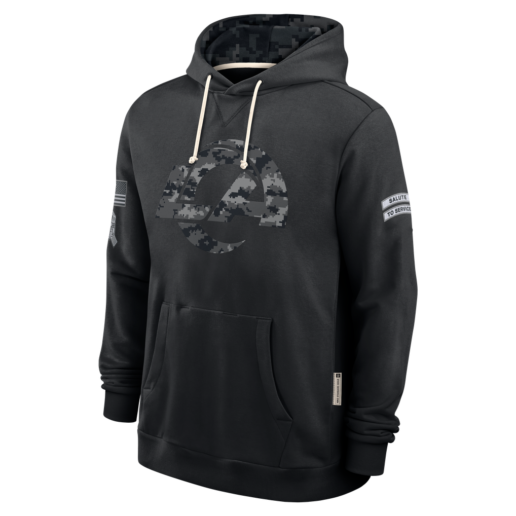 harde LA.Rams Black 2026 Salute to Service Sideline Dri-FIT Pullover Hoodie Jerseys