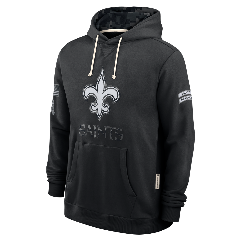 harde NO.Saints Black 2026 Salute to Service Sideline Dri-FIT Pullover Hoodie Jerseys