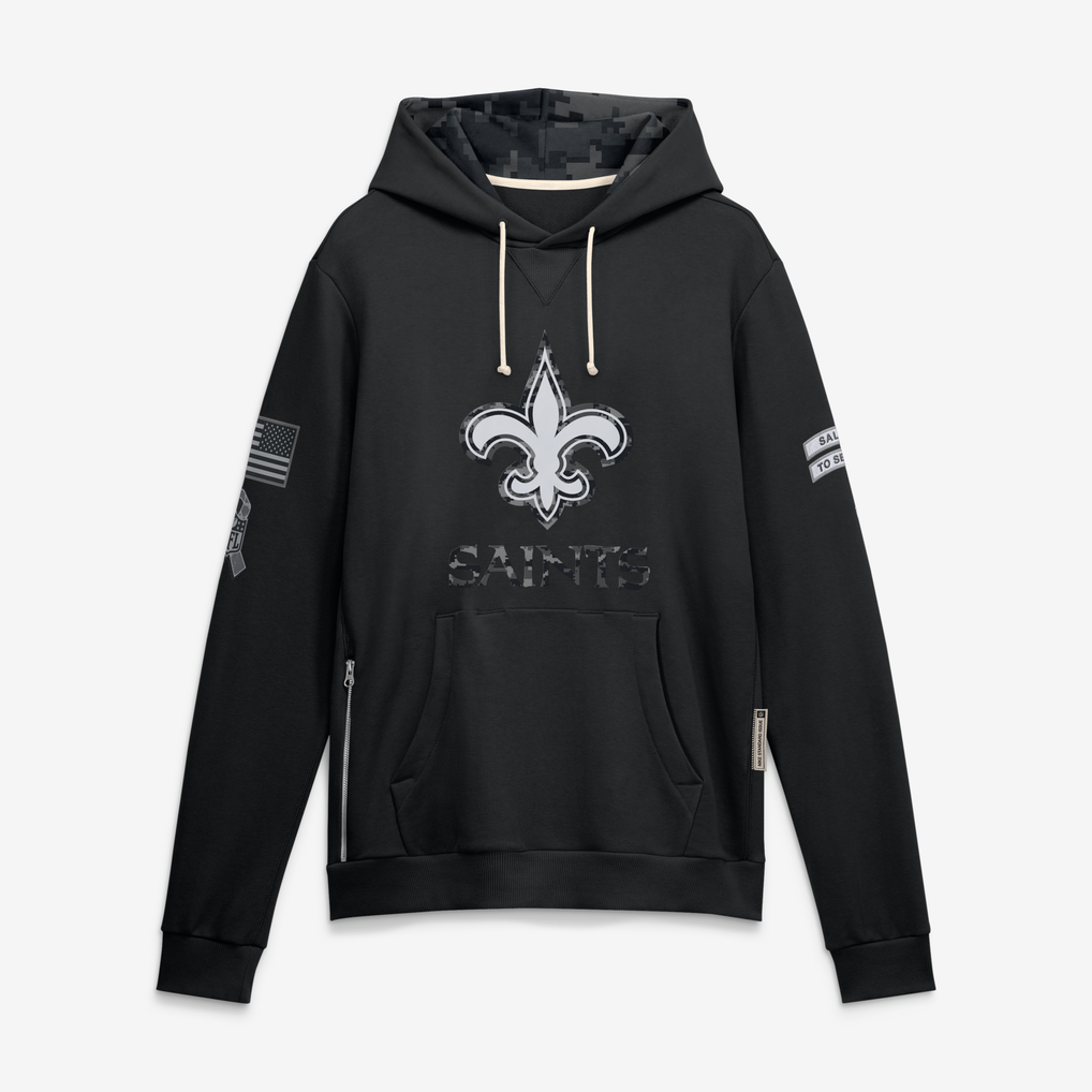 harde NO.Saints Black 2026 Salute to Service Sideline Dri-FIT Pullover Hoodie Jerseys