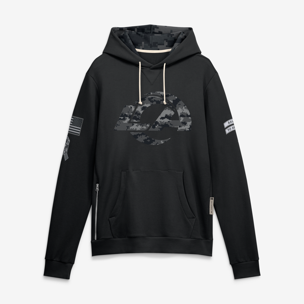 harde LA.Rams Black 2026 Salute to Service Sideline Dri-FIT Pullover Hoodie Jerseys