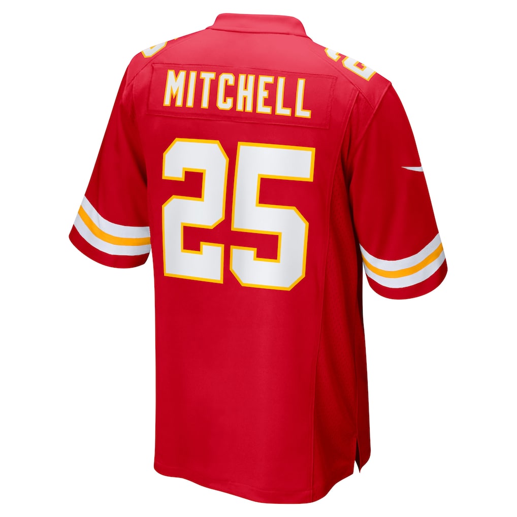 harde KC.Chiefs #25 Elijah Mitchell Red Team Game Jersey